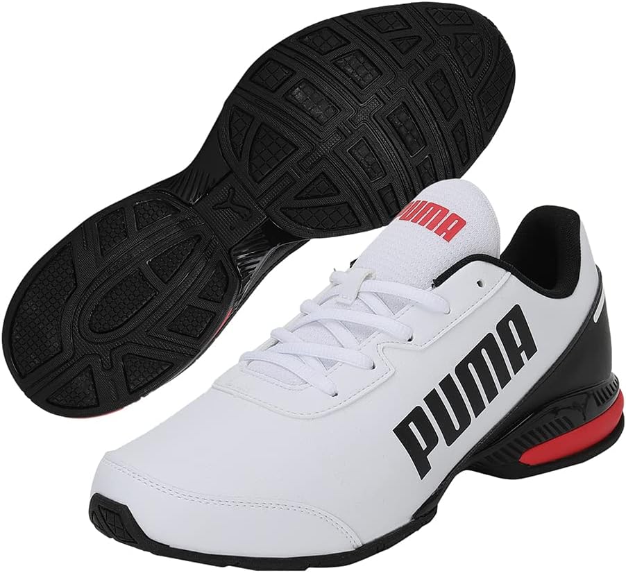 PUMA Herren Equate Sl Strassen-Laufschuh 41 EU Puma White Puma Black High Risk Red, 41 EU Puma White