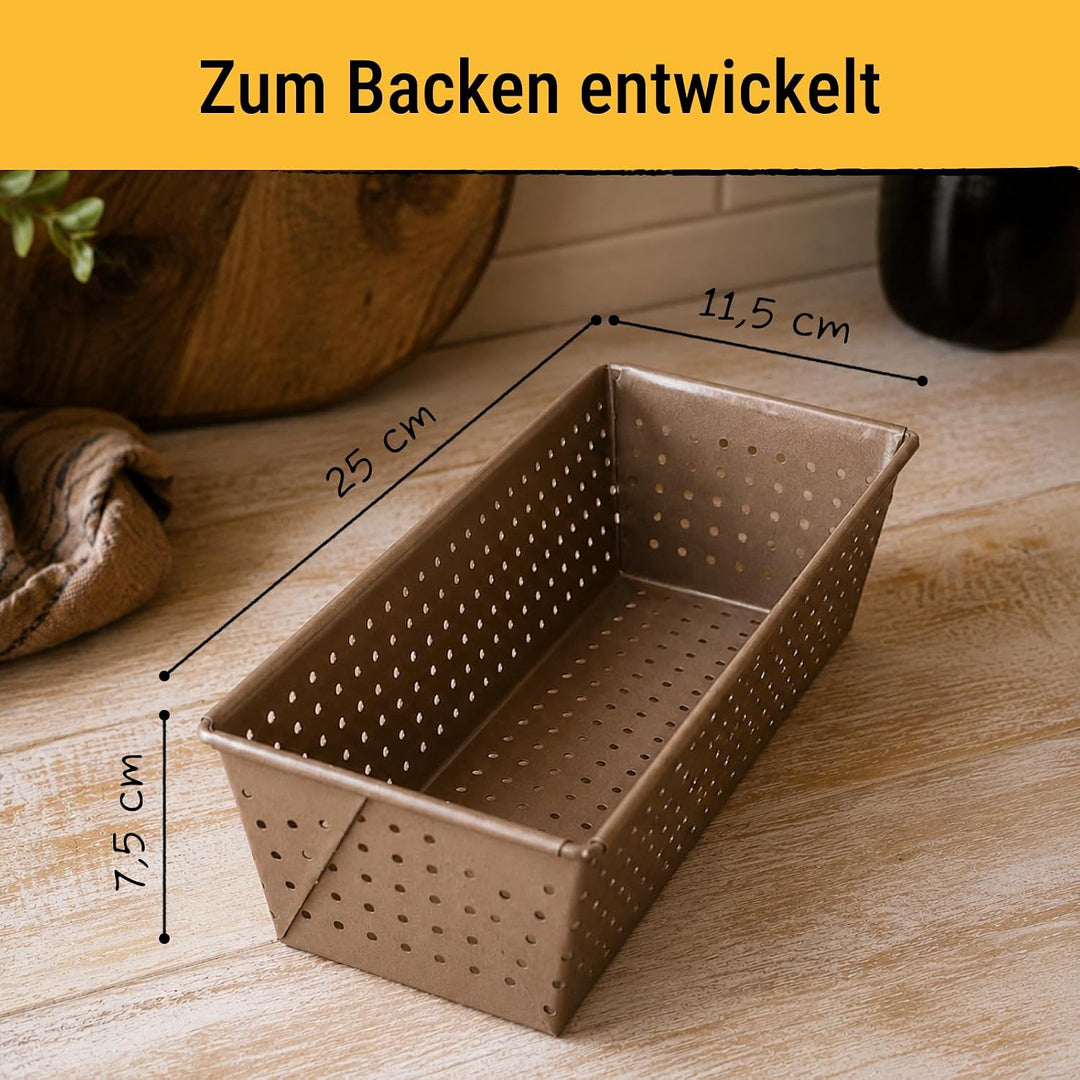 Birkmann, Laib &amp; Seele, perforierte Brotbackform, 25 cm, Backform für kleine Brote, aus bronzefarben