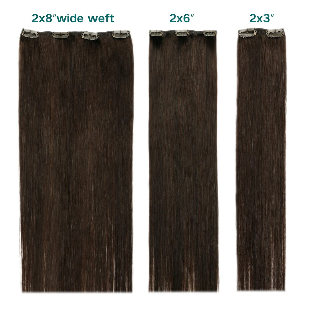 SURNEL 50cm Clip in Extensions Echthaar 6pcs/120g Dunkelstes Braun 