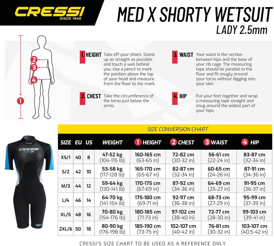 Cressi Med X Lady Shorty 2.5mm - Damen Neopren Shorty Neoprenanzug 2.5 mm S Schwarz/Rosa/Silber, S S