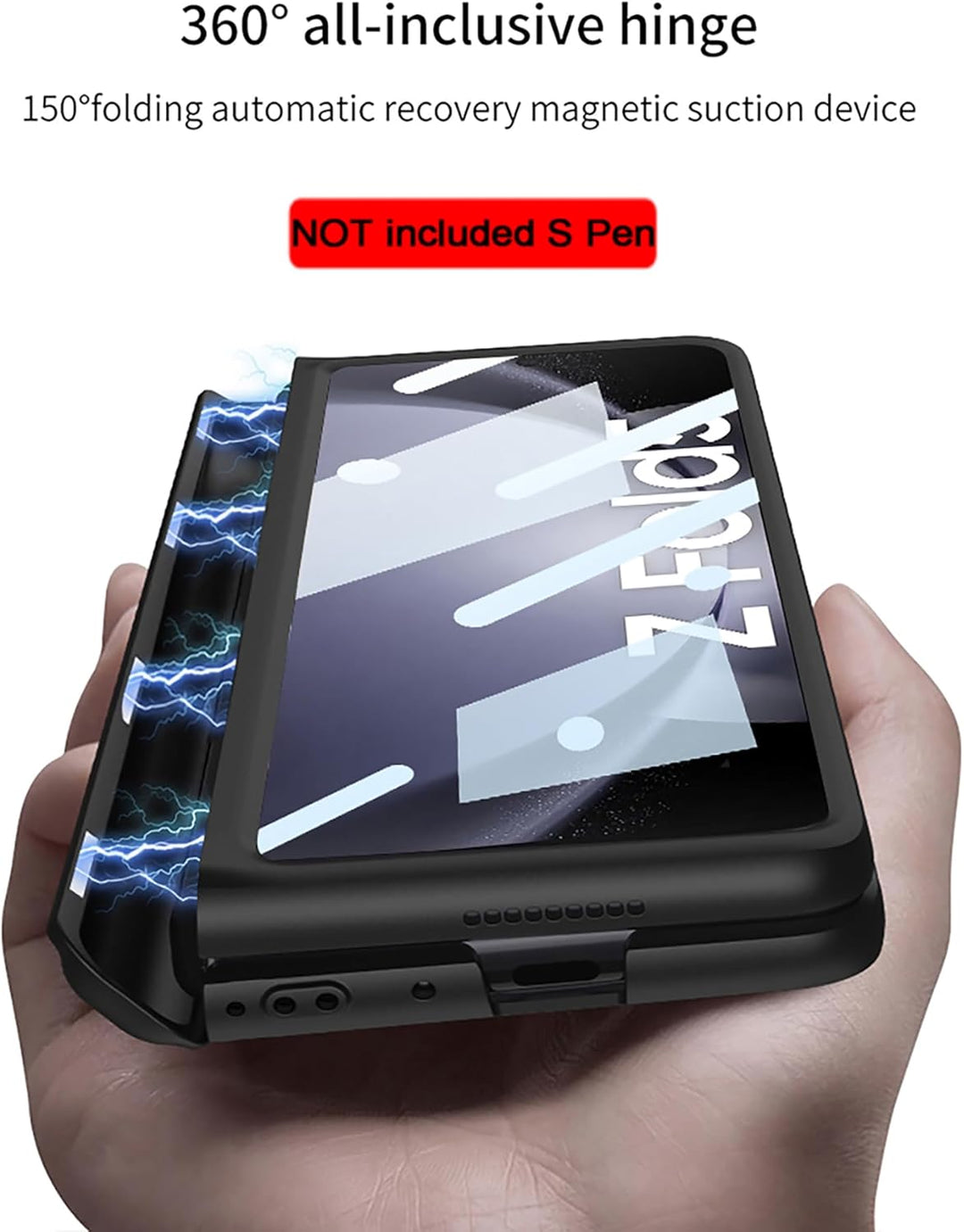 CeeEee Hülle für Samsung Galaxy Z Fold 5 5g Case 360 Grad Vollschutz Built in Bildschirm Schutz Hand