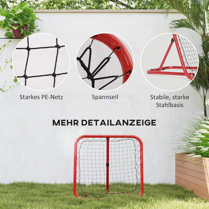HOMCOM Rebounder für Fussball, 78 x 84 cm Prellwand mit Heringen, verstellbar in 5 Stufen, tragbar,