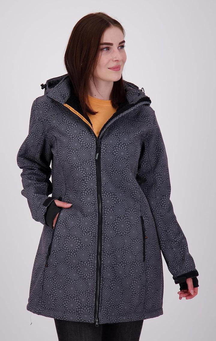 DEPROC-Active Damen Gefütterter Softshellmantel Kurzmantel mit Abnehmbarer Kapuze Übergangsjacke Kee
