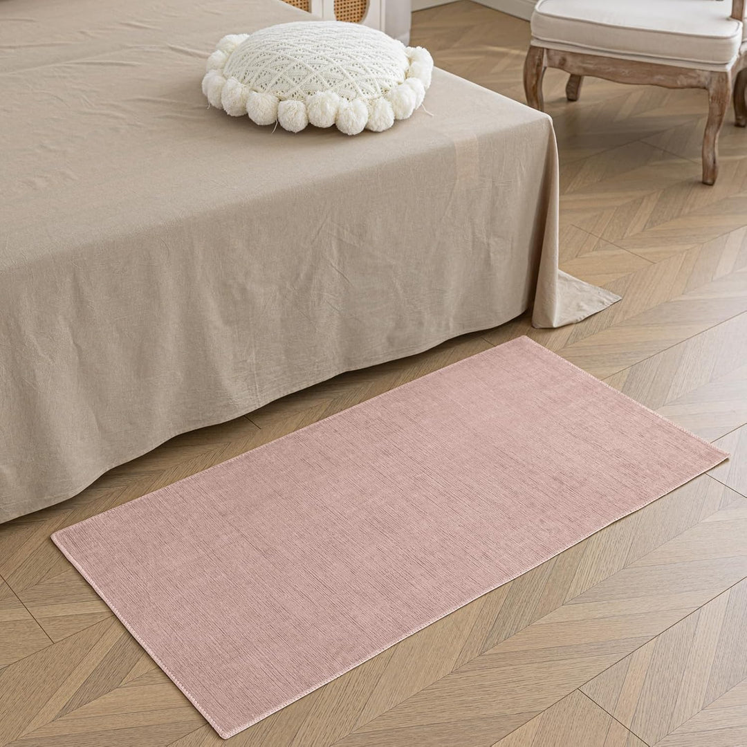 Kurzflor Teppich Rosa 60X90cm Waschbar rutschfest für Kinderzimmer | 5mm Dicke, Rechteckig, Bettvorl
