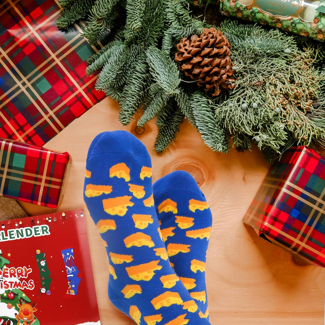 Jeasona Adventskalender 2025 Frauen/Männer Adventskalender Socken Damen/Herren 43-46 Mehrfarbig-1272