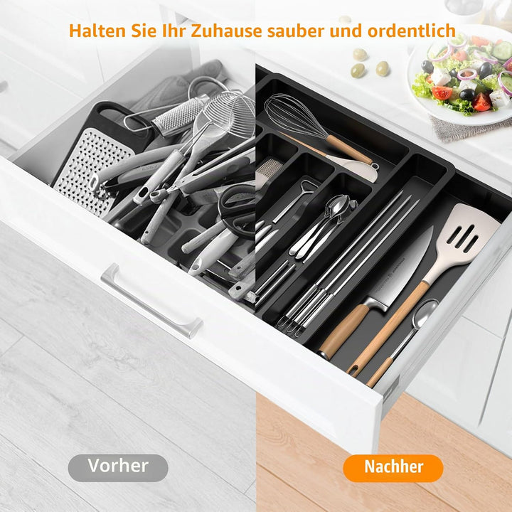 iDavosic.ly Besteckkasten für Schubladen, Erweiterbarer Besteckeinsatz für Schubladen Cutlery 0rgani