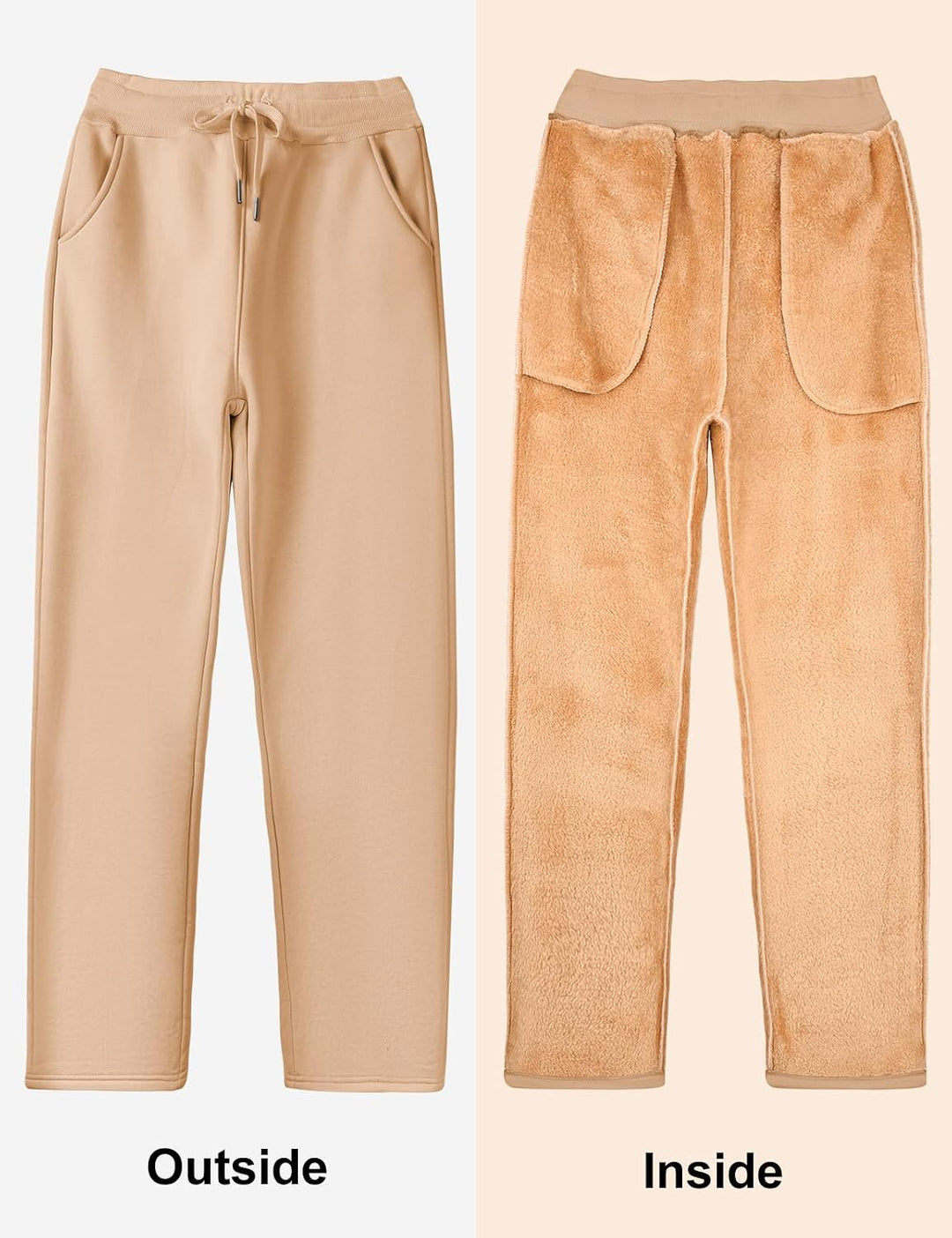 Damen Warme Jogginghose Thermo Fleece Gefütterte Winter Hosen Lamm Plüsch Kordelzug Sweathose mit Ta