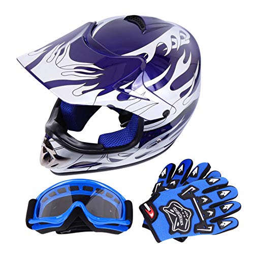 Samger DOT Jugend Kinder Off Road Helm Motocross Helm Dirt Bike ATV Motorradhelm Handschuhe+Brille M