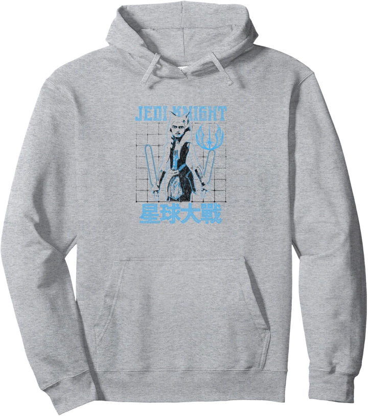 Star Wars Ashoka Clone Wars Transparent Blue Grid C1 Pullover Hoodie
