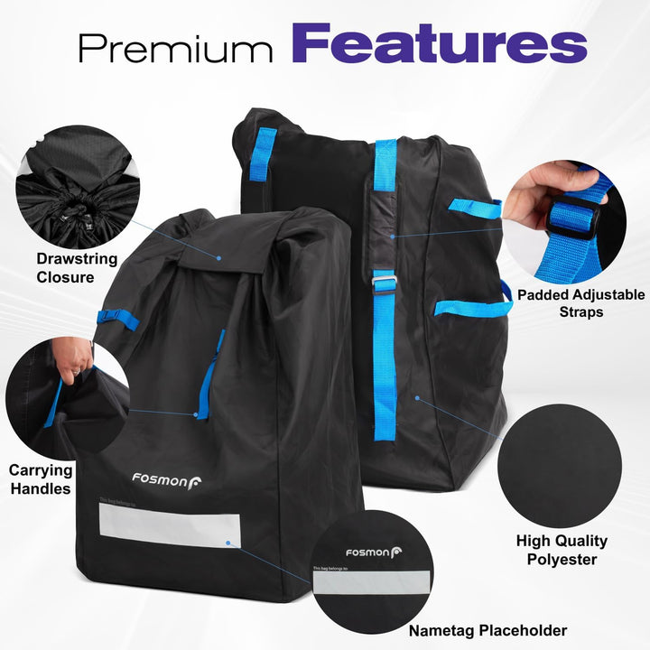 Fosmon Reisetasche für Autositz, Flugzeug, Verstellbarer Schultergurt, gepolstert, Nylon-Rucksack, U
