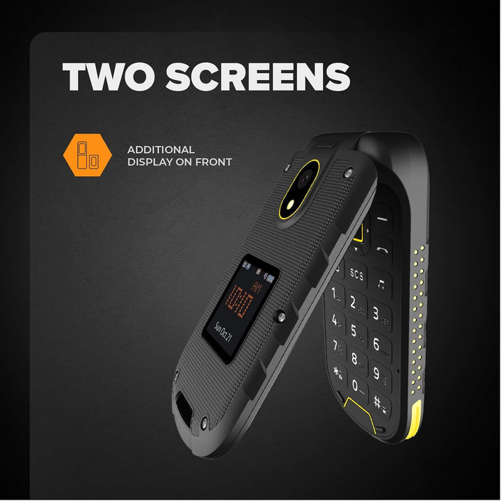 Flip-Telefon Klapphandy Hammer DIG LTE 4G Robustes, 2 Bildschirme, simlock-Free, Dual-SIM, kein Vert