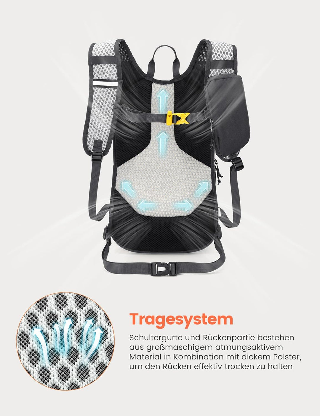 SKYSPER 15L Wanderrucksack für Herren und Damen klein Trekkingrucksack mit Netzrücken Atmungsaktiv f