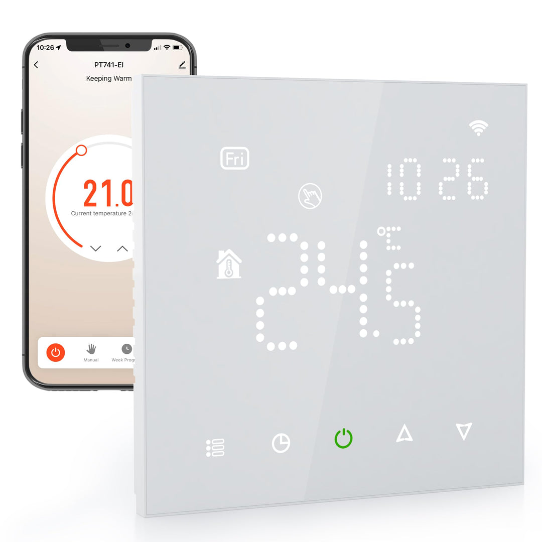 Elektrobock PT741W-EI Raumthermostat mit WiFi | Smartes Thermostat für Fussbodenheizung & Elektrohei