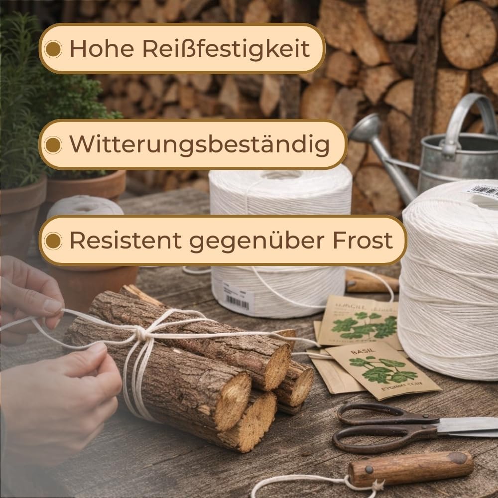 GarPet Bindegarn 1000m Gartenschnur Pflanzschnur Bindeschnur Schnur Garn Pressengarn Paketschnur PP
