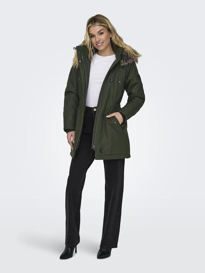 ONLY Damen Mantel XS Rosin/Detail:BROWN FUR, XS Rosin/Detail:BROWN FUR