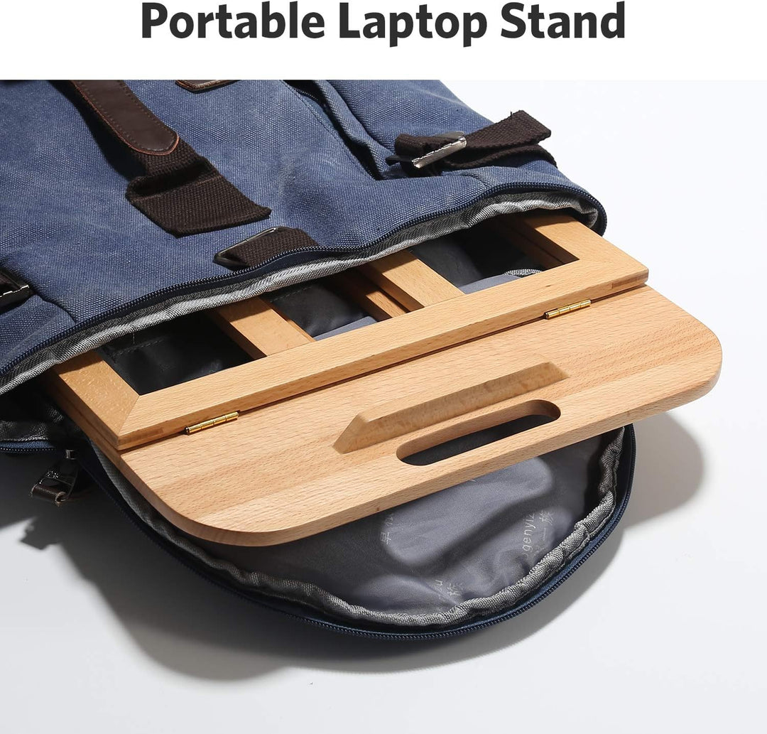 RAVEGO Laptop Ständer Höhenverstellbarer, 6-Stufe Einstellbar Laptopständer aus Holz, Tragbar Belüft