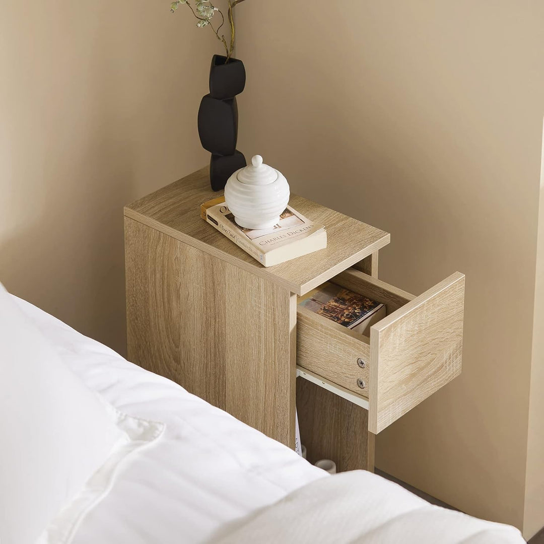 SoBuy FBT111-N Nachttisch mit Schublade für Boxspringbett Sofatisch Beistelltisch schmal Telefontisc