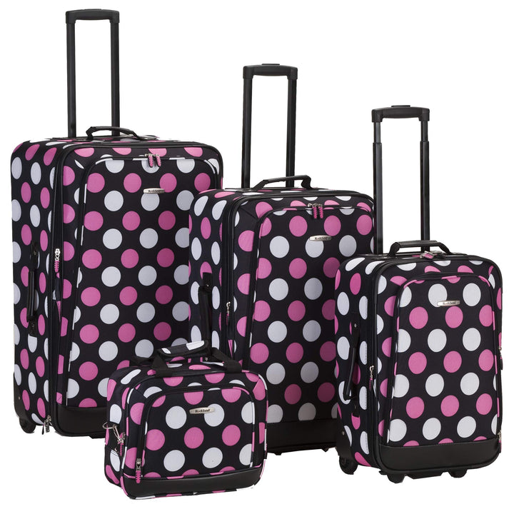 Rockland Escape Softside Gepäck-Set, 4-teilig, Mehrfarbig/Pink Dot, 4-Piece Set (14/19/24/28), Escap