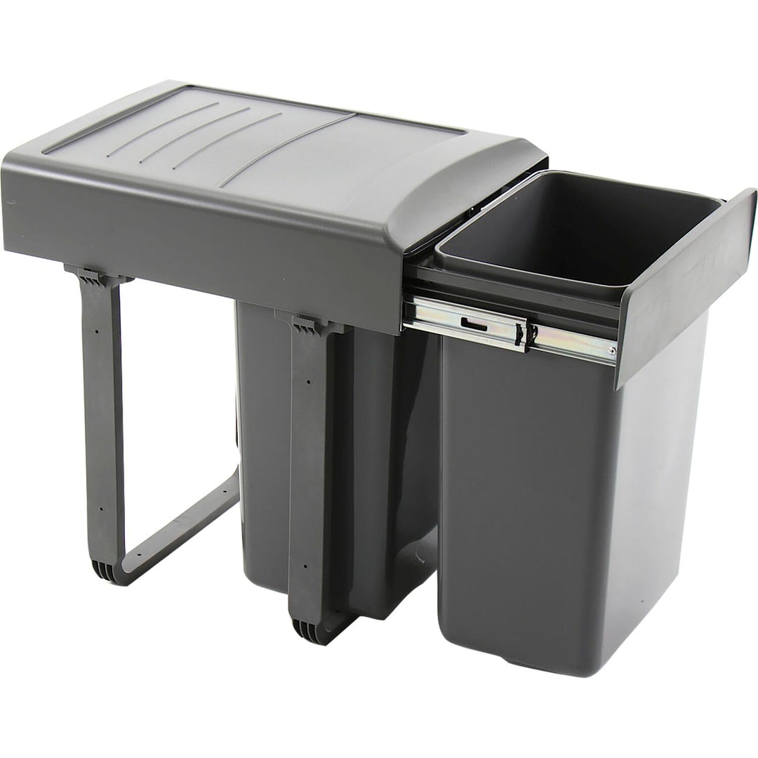 Einbau-Abfallsammler Mega 40 2 x 20 Liter Kunststoff Grau Ausziehbar 2 x 20 Liter, Ausziehbar 2 x 20