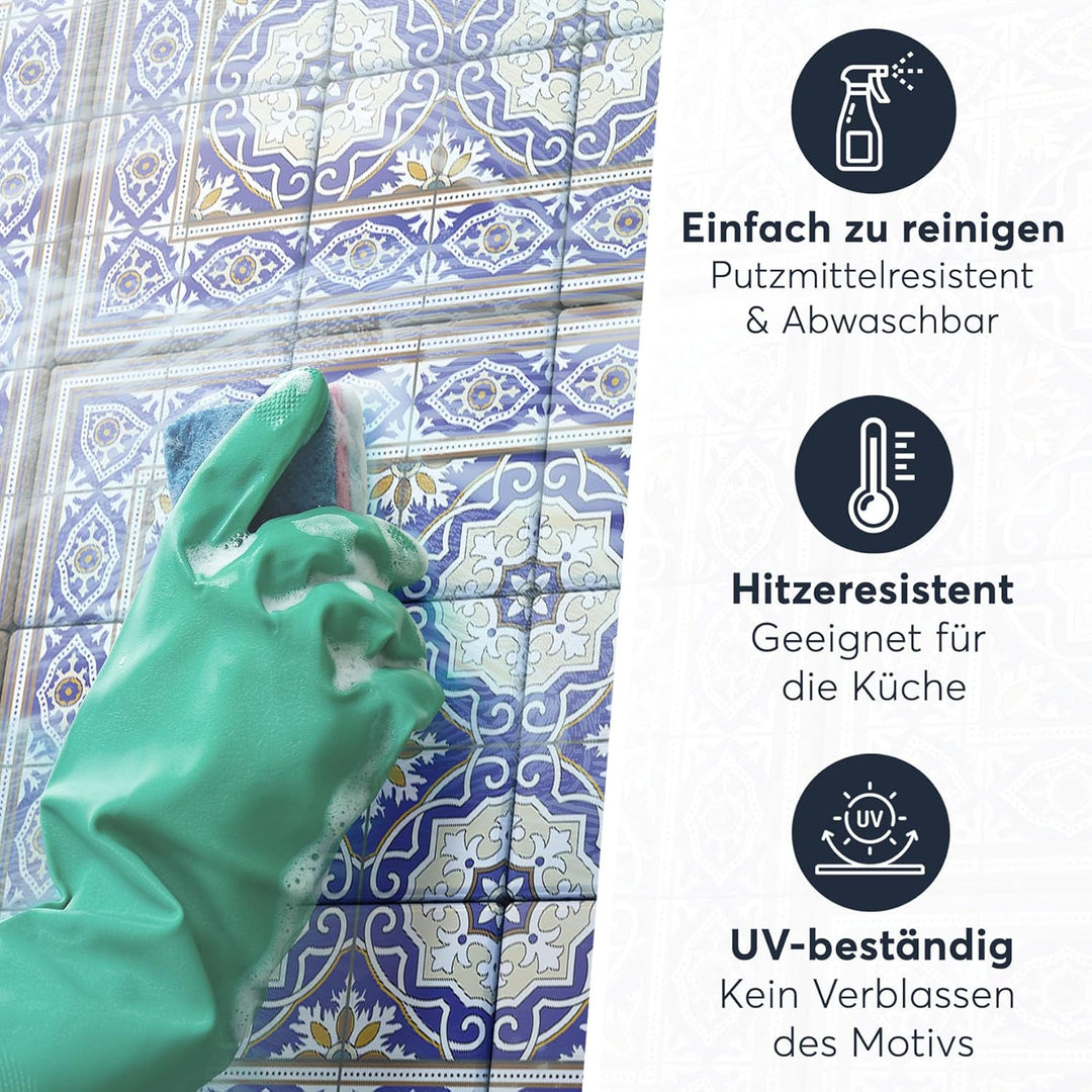 40 Stück Fliesenfolie für Bad und Küche 10x10 cm - Mosaikfliesen, Fliesensticker - Klebefolie Fliese