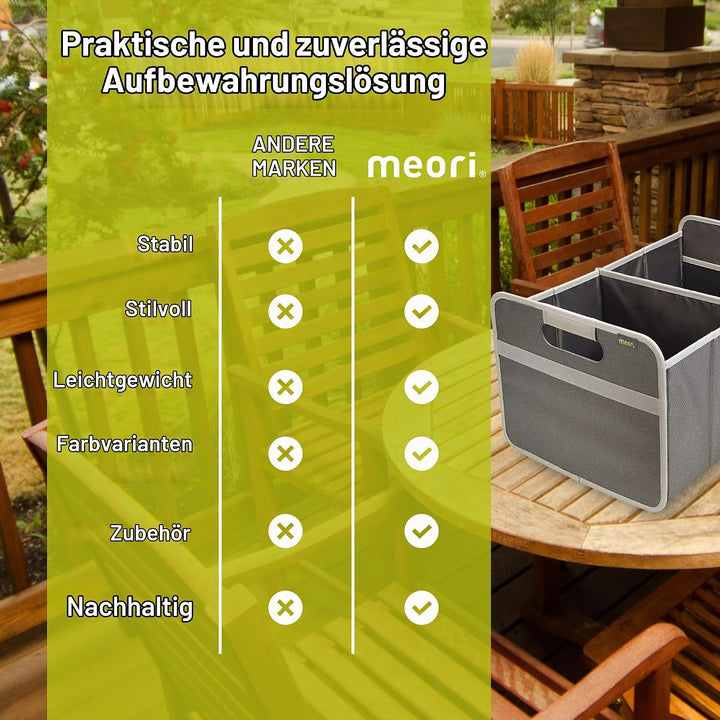 meori Aufbewahrungsbox faltbar Traglast 30 kg - 50cm 32cm 27.5cm Grösse L - Granite Grey Box Granit,