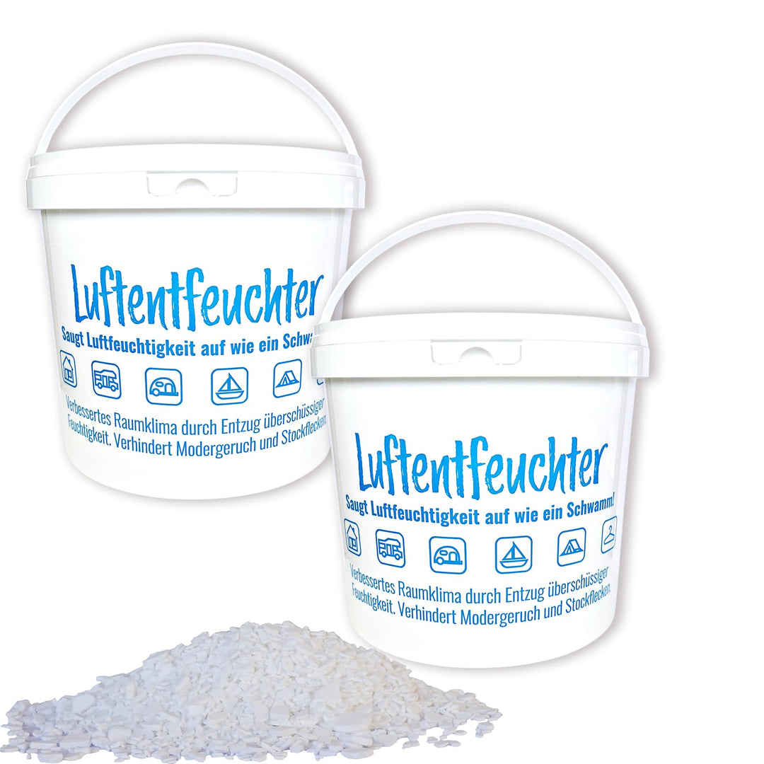 Bluecraft Luftentfeuchter Granulat 9,6 kg, 2 x 4,8 kg Raumentfeuchter Nachfüllpack im 5 L Eimer, Ent