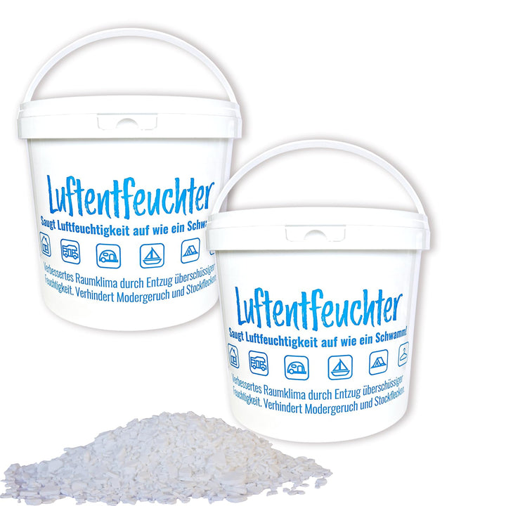 Bluecraft Luftentfeuchter Granulat 9,6 kg, 2 x 4,8 kg Raumentfeuchter Nachfüllpack im 5 L Eimer, Ent