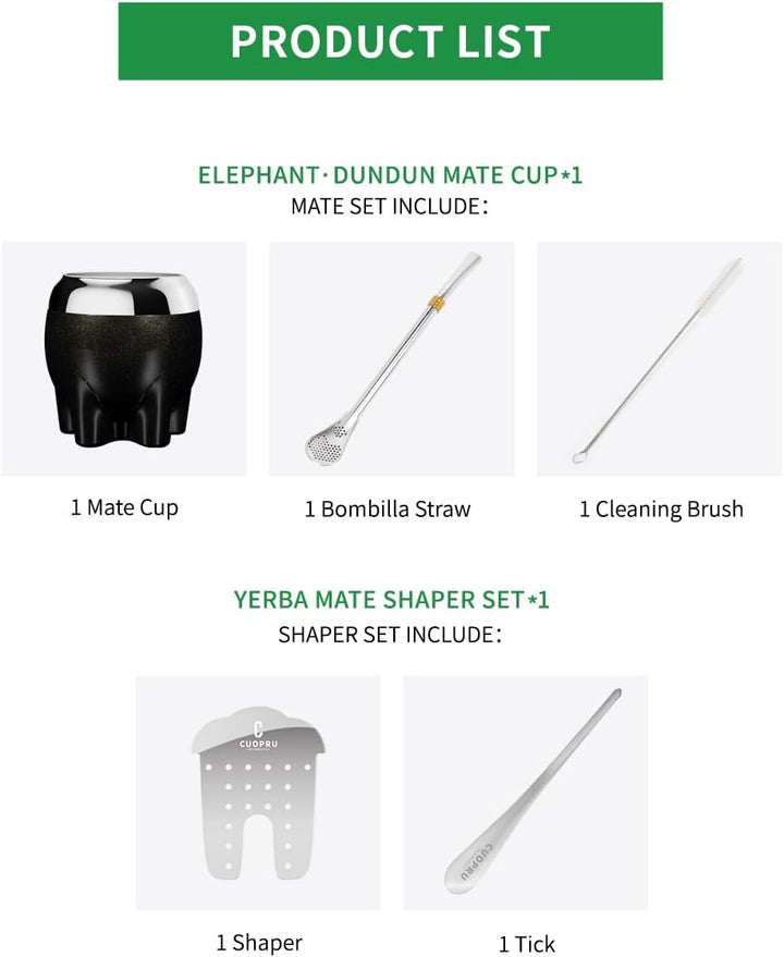 Cuopru Premium Yerba Mate Tasse, 5-in-1-Set, inklusive Edelstahl-Kürbis (Glitzersterne, niedlicher E