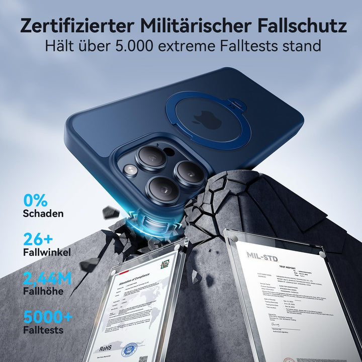 CASEKOO 360° MagicStand (Pro-Version) für iPhone 15 Pro Hülle für MagSafe [Unsichtbarer Ständer] [Mi