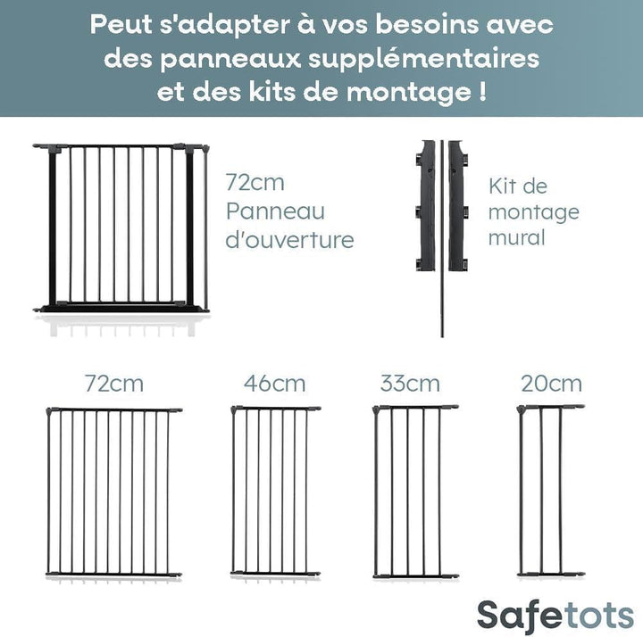 Safetots Zwei-Tür-Treppenschutzgitter Set, Weiss, 226cm Gesamtlänge, 70cm Höhe, Schraubmontage Weiss