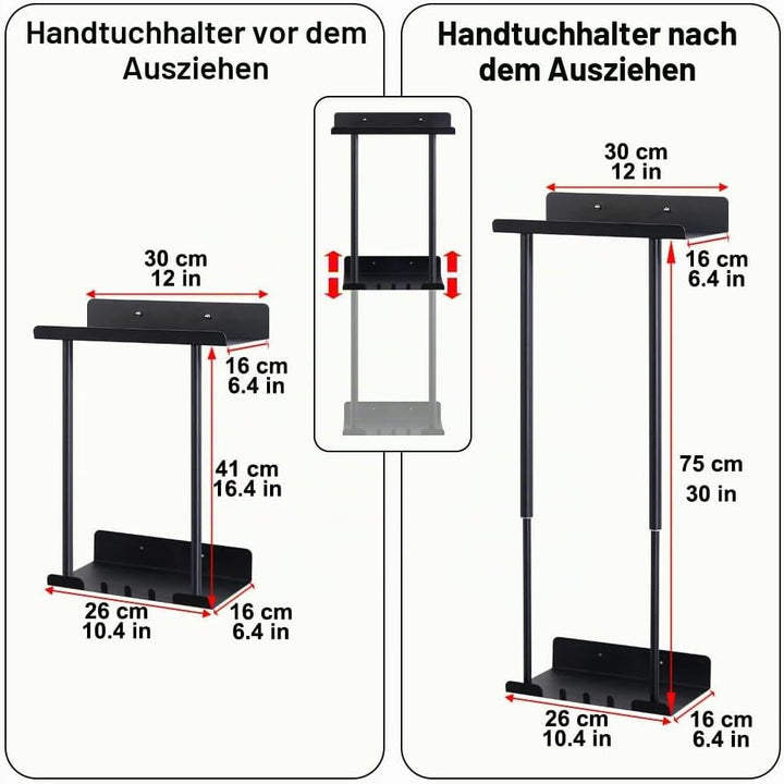 Handtuchhalter Ohne Bohren Handtuchhalter Bad Ausziehbar 41-75CM Handtuchstange Wand Badetuchhalter