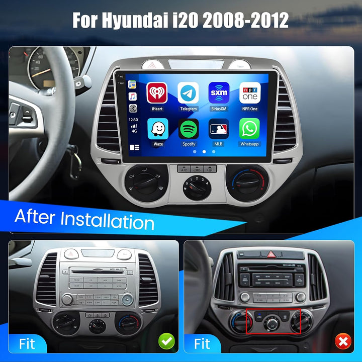 Hikity 4+128G Android 15 Autoradio mit Wireless CarPlay Android Auto für Hyundai i20 2008 2009 2010