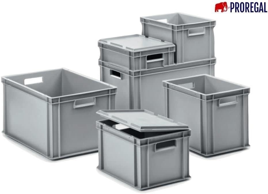SparSet 10x Eurobehälter mit offenem Griff | HxBxT 17,5x40x60cm | 30 Liter | Grau | Eurobox, Transpo