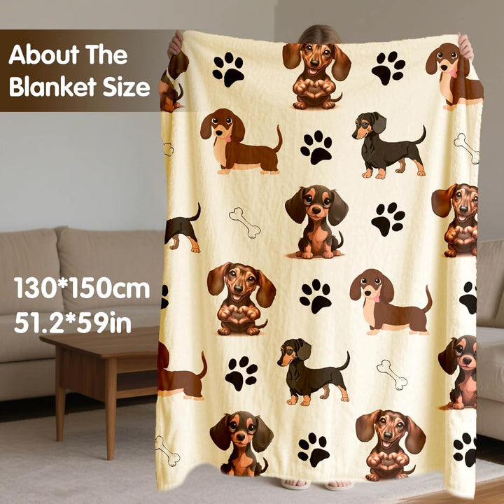 Dackel Kuscheldecke Flauschig 130x150 - Warm Blanket für Sofa & Couch, DackelGeschenk für Frauen Män