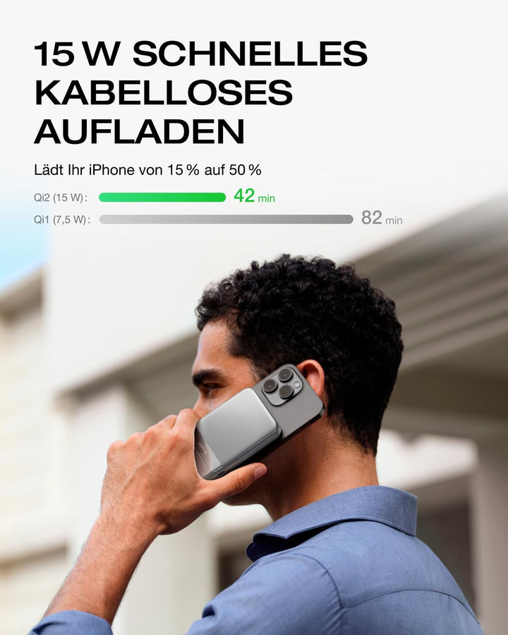 EF ECOFLOW Qi2 Magsafe Powerbank 5000mAh 30W mit USB-C-Kabel, Magnetische Power Bank Kabelloses Trag