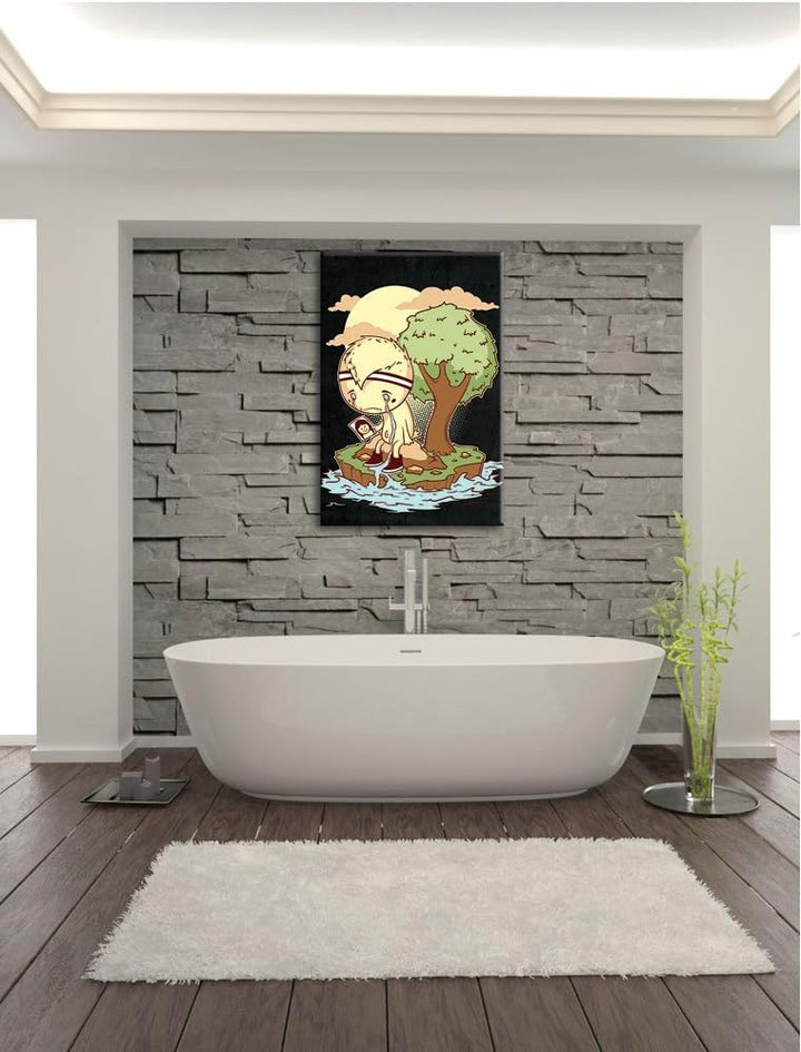 Dark Cry me a river black Bild auf Leinwand, XXL riesige Bilder fertig gerahmt mit Keilrahmen, Kunst