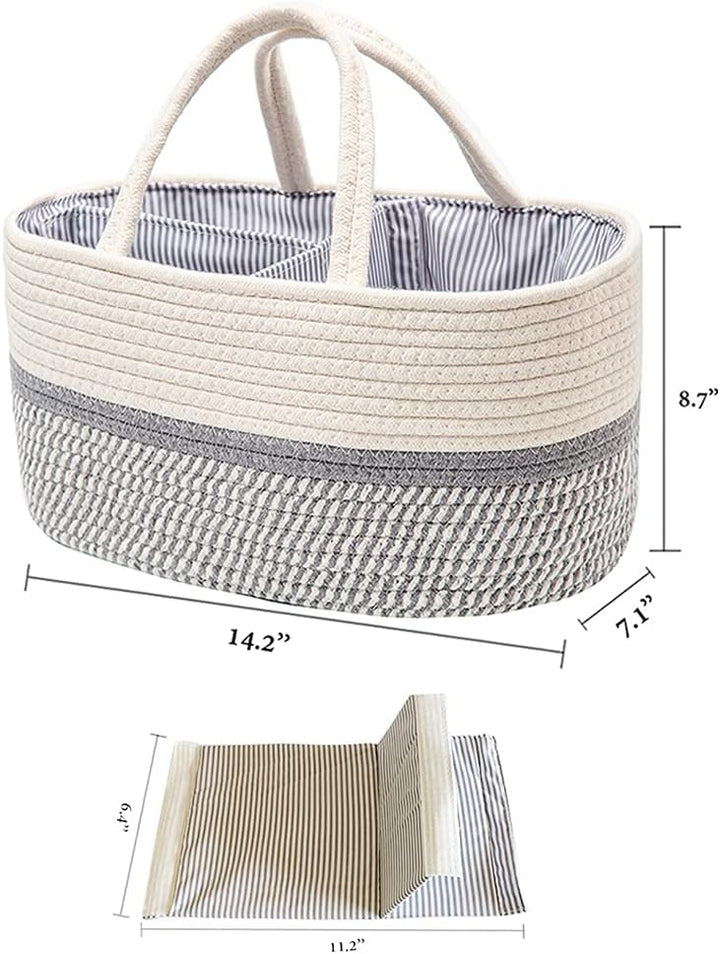 JiA QAQ Baby-Wickeltasche, tragbar, Baumwollseil, gewebte Wickeltasche, Aufbewahrungskorb für Kinder