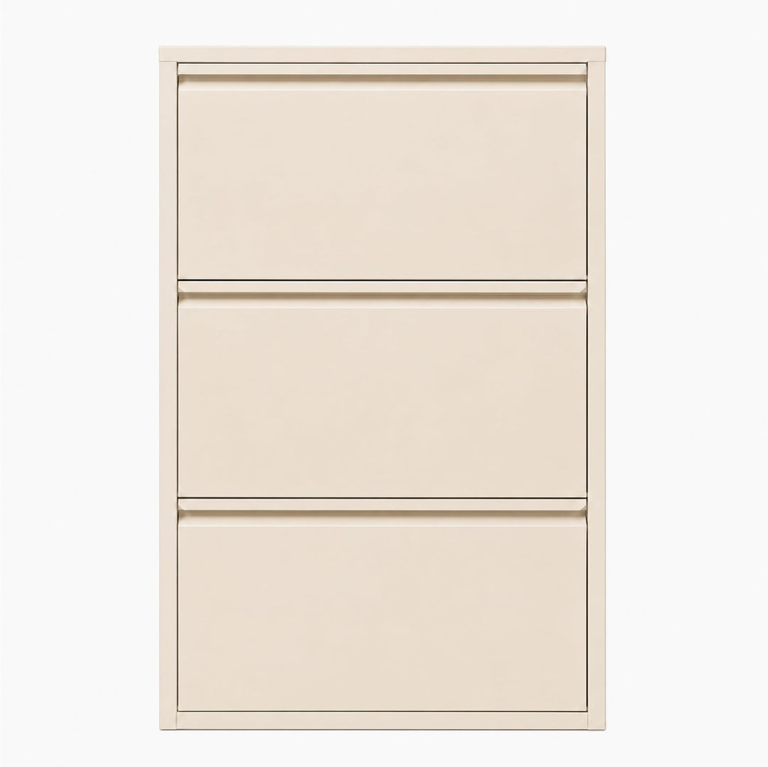 Schuhschrank Schmal mit 3 Klappen, Metall, Freistehend oder Wandmontage, für Flur, Eingang &amp; Diele,