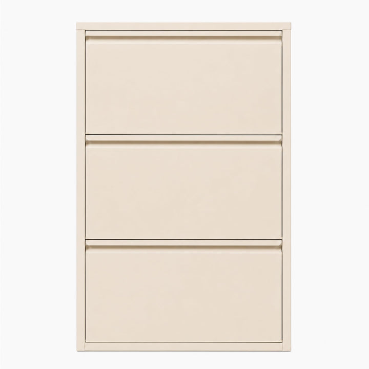 Schuhschrank Schmal mit 3 Klappen, Metall, Freistehend oder Wandmontage, für Flur, Eingang &amp; Diele,
