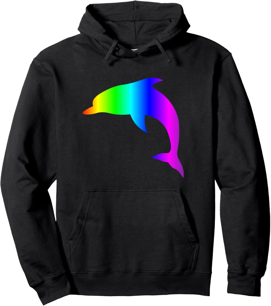 Regenbogen-Delfin-Silhouetten-Kunstwerk. Pullover Hoodie