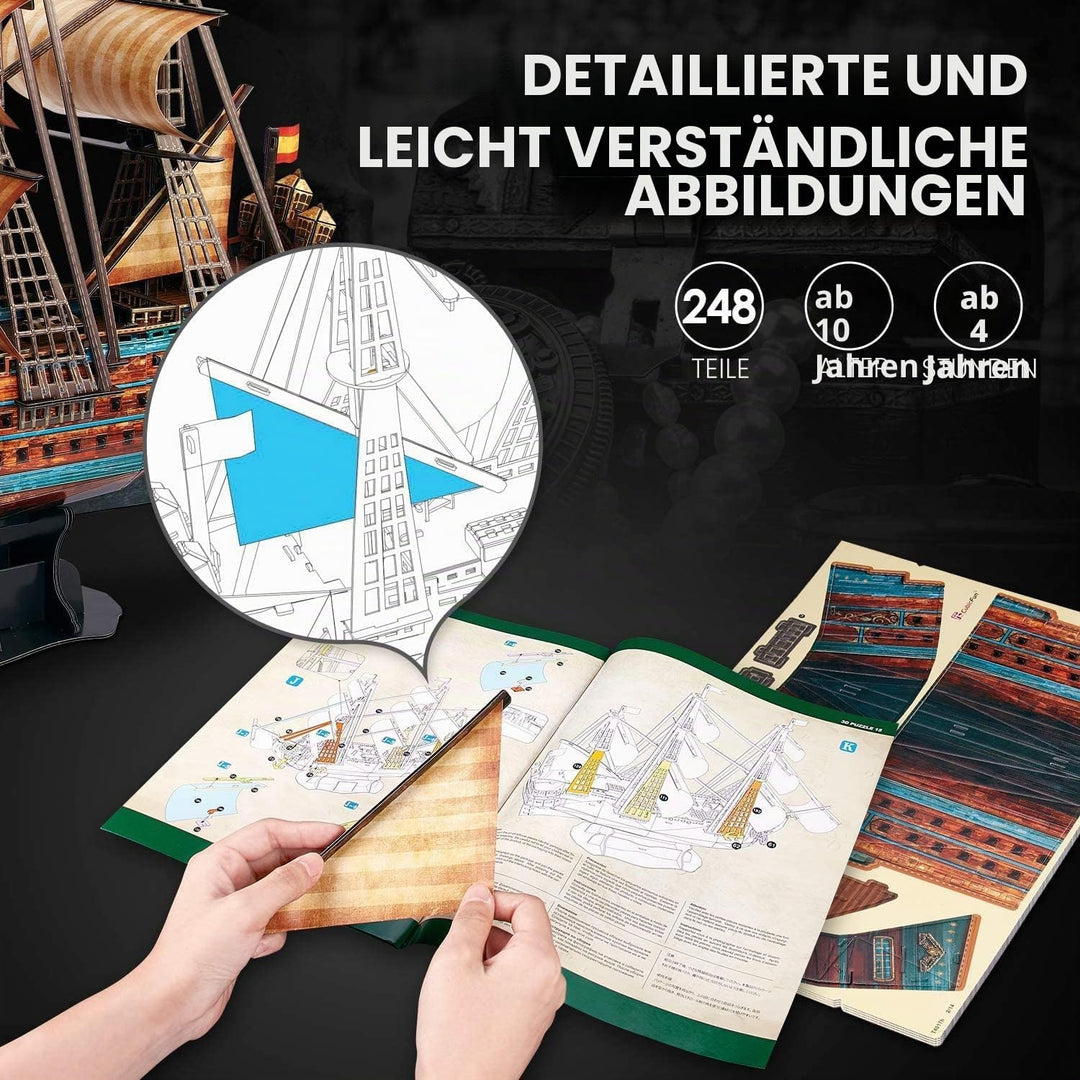 CubicFun 3D-Puzzle Spanien Puzzlegeschenk Boot Bootmodell San Felipe, 248 Teile Schiff von San Felip