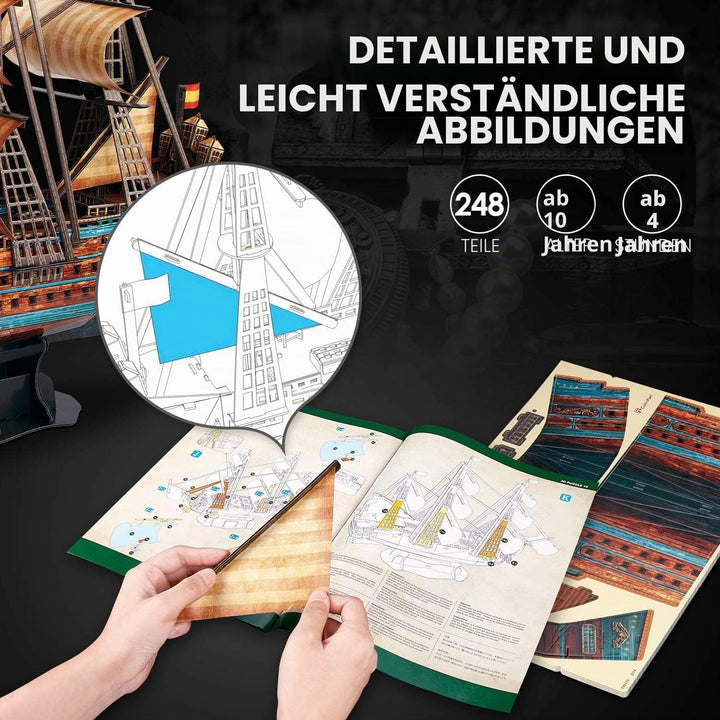 CubicFun 3D-Puzzle Spanien Puzzlegeschenk Boot Bootmodell San Felipe, 248 Teile Schiff von San Felip