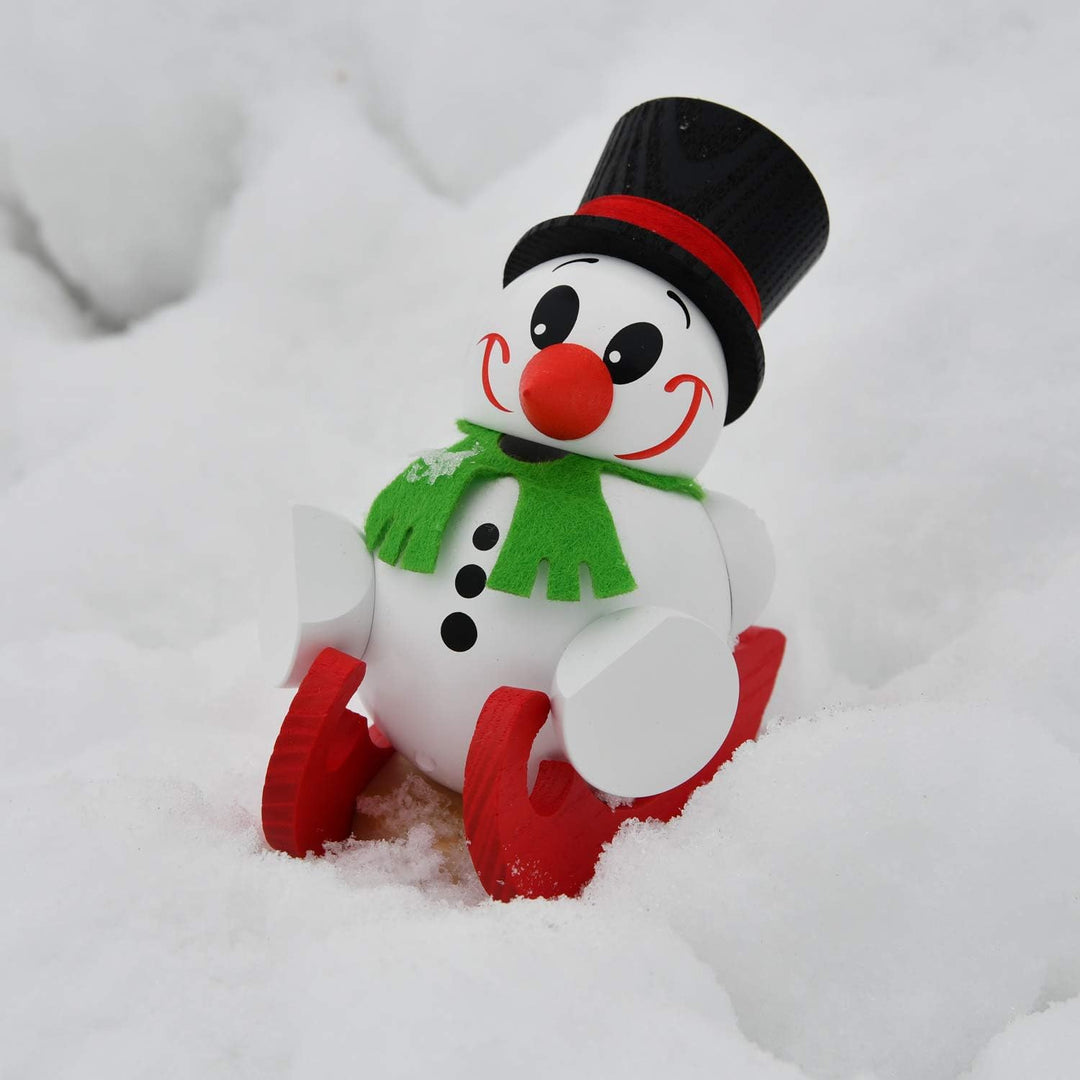 Seiffener Volkskunst | Deko Räuchermännchen | Cool-Man Räuchermann 10 cm | Schneemann | Original Erz