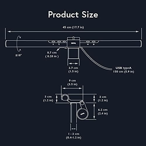 BenQ ScreenBar LED Monitor Lampe Schreibtischlampe bildschirmlampe mit Auto-Dimmen und Farbton-Anpas
