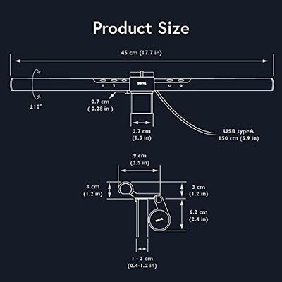 BenQ ScreenBar LED Monitor Lampe Schreibtischlampe bildschirmlampe mit Auto-Dimmen und Farbton-Anpas