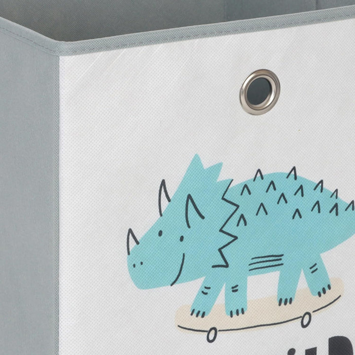 Relaxdays 3er Set, Kinder Aufbewahrungsboxen, süsse Dino-Motive, Faltbox für Würfelregale, HBT: 30x3