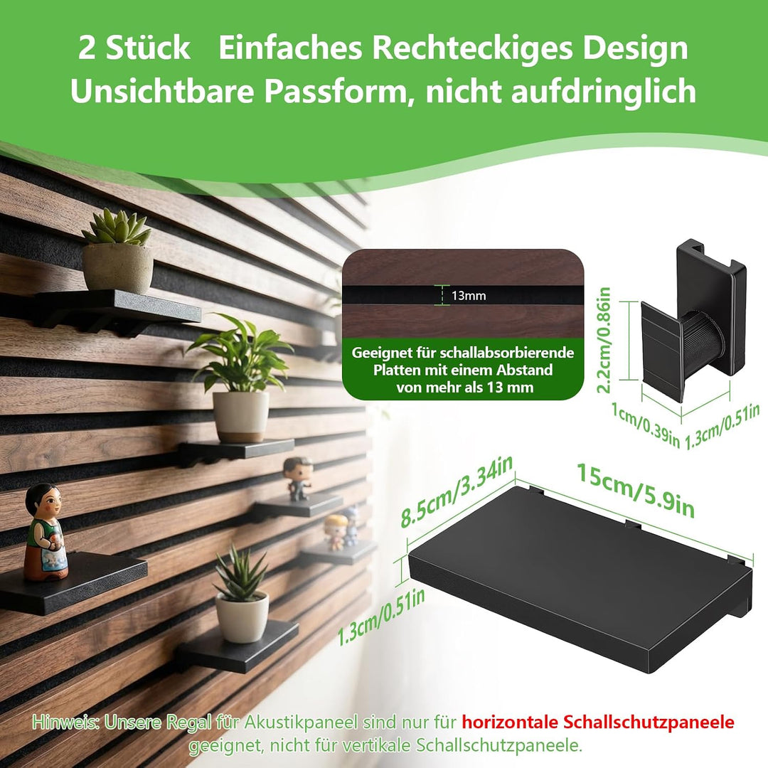 Hysagtek Regal für Akustikpaneel - 2 Stück Zubehör Akustikpaneele Ohne Bohren, Schwarze Paneele Zube