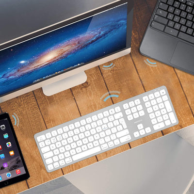 Macally BTWKEYMB-UK, erweiterte Quick-Switch Bluetooth Funk-Tastatur für Mac, PC, iOS und Android, Z