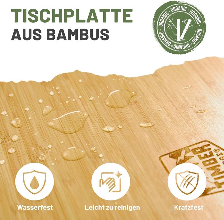 TIMBER RIDGE Campingtisch Klappbar Bambus Klapptisch Höhenverstellbar