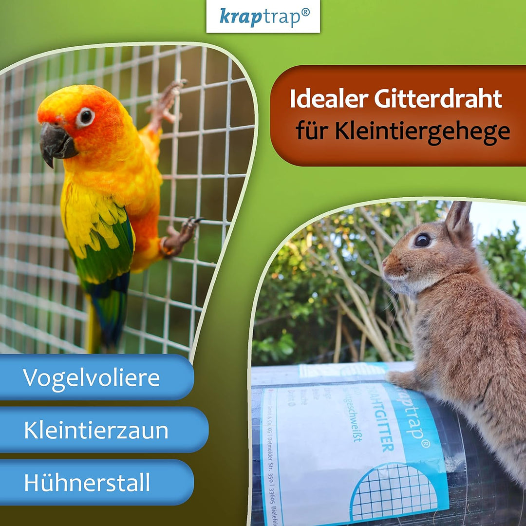 KrapTrap Volierendraht Drahtgitter I 19x19mm I 1m x 25m x 1,35mm I verzinkt I Drahtgitter als Vogeld